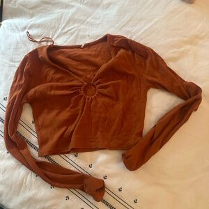 Free people burnt orange keyhole crop top size large